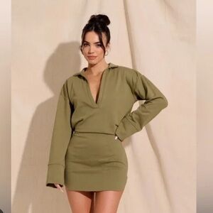 Noughts & kisses-  Olive Jersey Dress
